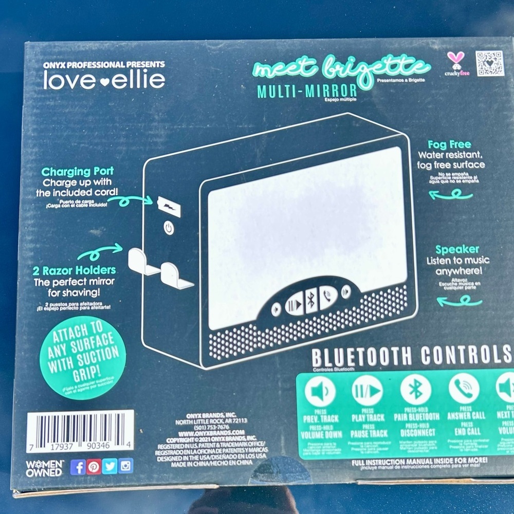 love•ellie “Brigette” Multi‑Mirror – Bluetooth, Anti‑Fog, Water‑Resistant - Picture 2 of 4